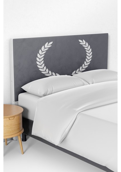 Gri Çelenk Desen Yatak Baza Başlık Kılıfı TLABK-205