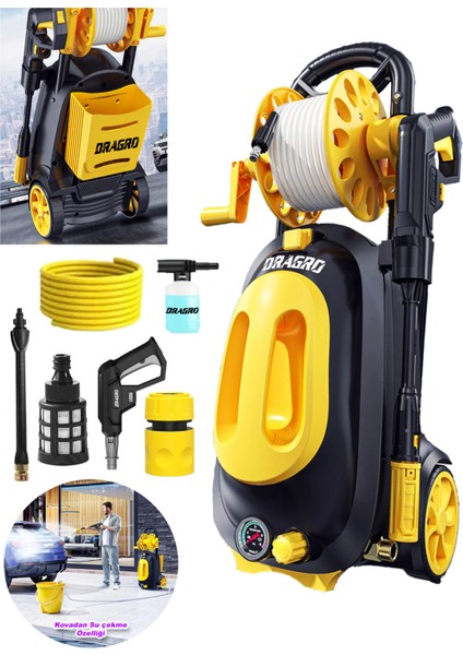 Alman Pro DRG-180BAR Yüksek Basınçlı S Musluk ve Kovadan Çekme Bahçe Oto Yıkama Makinesi