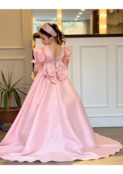 Tarlatanlı Duvaklı Saten Uzun Kız Çocuk Prenses Abiye Elbise fırsatları