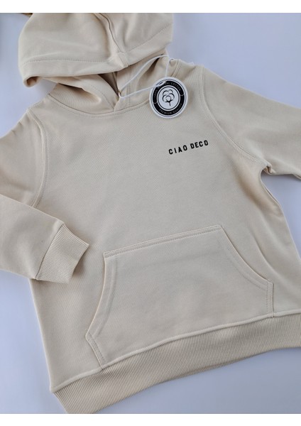 Kız / Erkek Çocuk Tek Sweatshirt Kapüşonlu Krem Renk modelleri