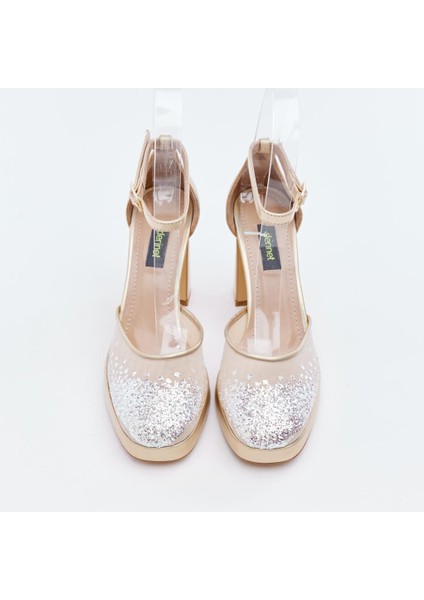 Taş Aksesuarlı Fileli Kadın Platformlu Abiye Ayakkabı modelleri