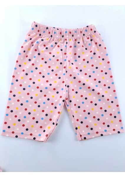 Kız Çocuk Yazlık Şortlu Pijama Takımı Pembe Renk Puantiyeli
