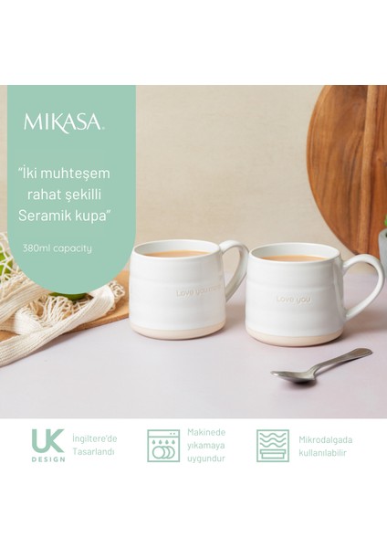 Farmhouse 'seni Seviyorum' 2li 380ML Beyaz Seramik Kupalar modelleri