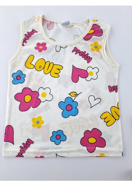 Kız Çocuk Yazlık Şortlu Pijama Takımı Love Baskılı