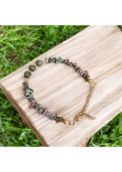 Unakit Taşı Kırıktaş Bileklik Dorika Bileklik Çelik Zincir Renk Atmaz Kararmaz Orijinal Doğal Taş