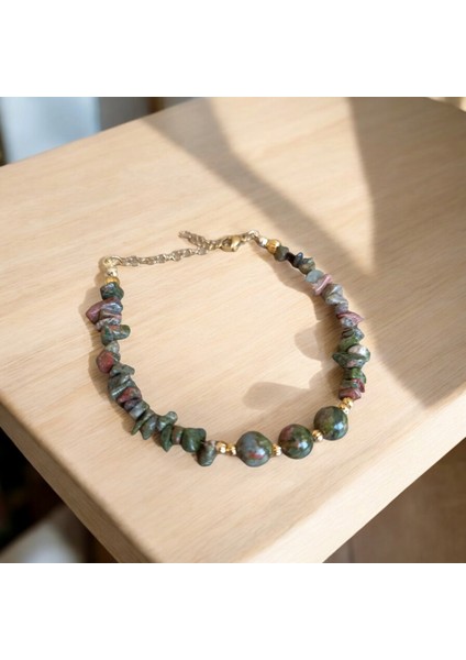 Unakit Taşı Kırıktaş Bileklik Dorika Bileklik Çelik Zincir Renk Atmaz Kararmaz Orijinal Doğal Taş fırsatları