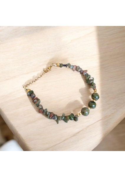 Unakit Taşı Kırıktaş Bileklik Dorika Bileklik Çelik Zincir Renk Atmaz Kararmaz Orijinal Doğal Taş indirimleri