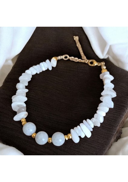 Ay Taşı Kırıktaş Bileklik Orijinal Ay Taşı Dorika Bileklik Çelik Zincir Renk Atmaz Kararmaz