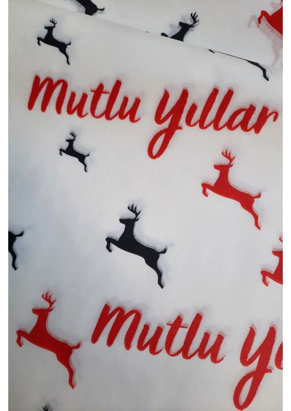 Geyikli Mutlu Yıllar Pelur Kağıt - Paketi -Paketleme Kağıt - Paketi - 10 Adet - 50X70