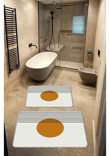 Dekoratif Modern Tasarım Kaymaz Taban Yıkanabilir Ikili Takım Banyo PASPASI(50X60-60X90 Cm)