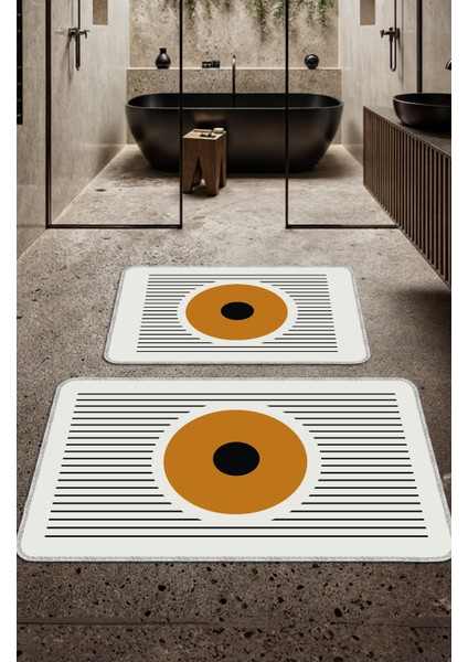 Dekoratif Modern Tasarım Kaymaz Taban Yıkanabilir Ikili Takım Banyo PASPASI(50X60-60X90 Cm)
