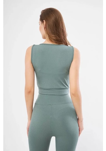 Fitilli Baskılı Crop - Buz Mavisi fırsatları