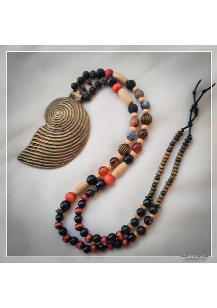 Mandara - El Yapımı Etnik Otantik Bohem Kadın Erkek Unisex Kolye