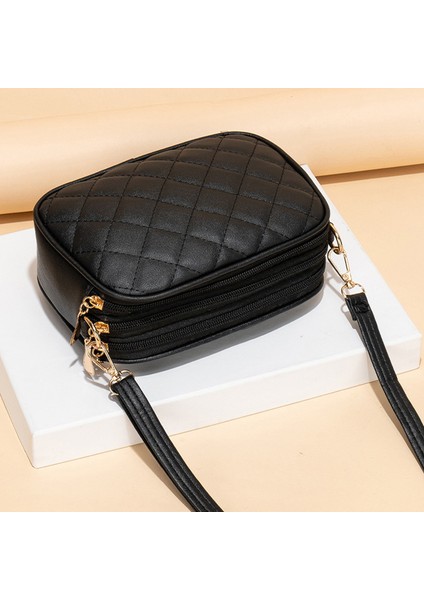Üç Katmanlı Kadın Crossbody Çanta Deri Messenger Çanta Bayanlar Için Siyah El Çantası (Yurt Dışından)