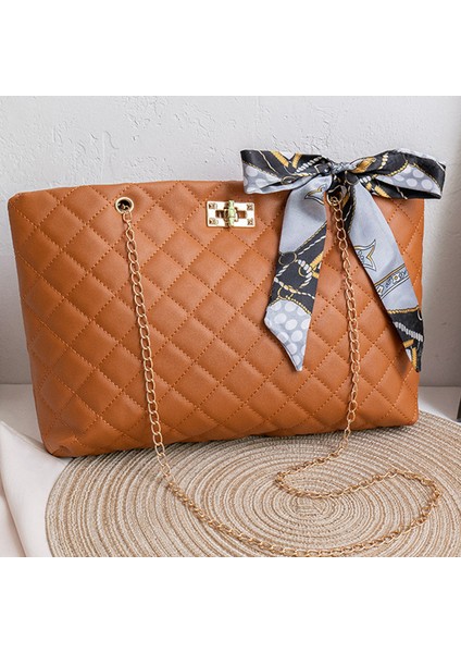 Moda Bayan Tote Çanta Ipek Boyun Bandı Omuz Çantası Kadınlar Için Zincir Çanta Baklava Dilimi Sapan Çanta (Yurt Dışından)