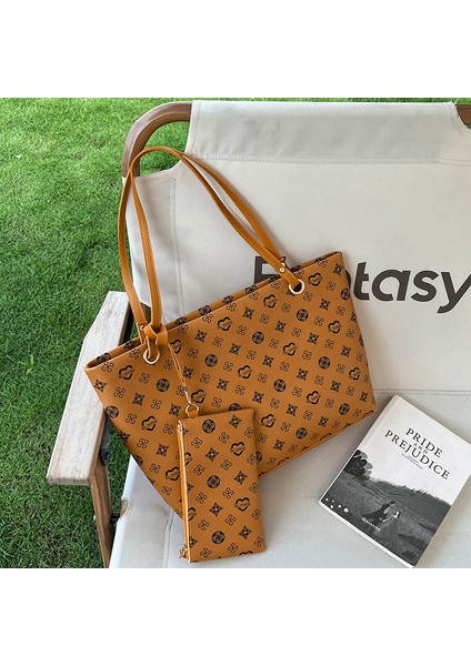 2'si 1 Arada Bayan Tote Çanta Yüksek Kapasiteli Deri Kadın Omuz Çantası Zincir Handbags (Yurt Dışından)