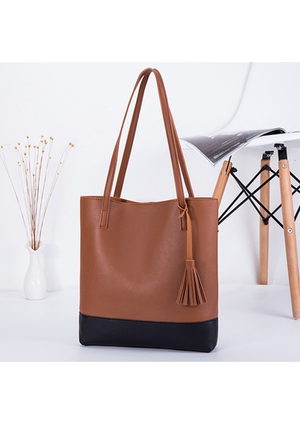 Bayan Tote Çanta Yüksek Kapasiteli Deri Kadın Omuz Çantası Püsküllü Handbags (Yurt Dışından) fiyatları