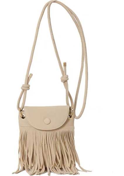 Kadın Crossbody Çanta Püsküller Küçük Sling Çanta Bayan Deri Omuz Çantası Satchel (Yurt Dışından)