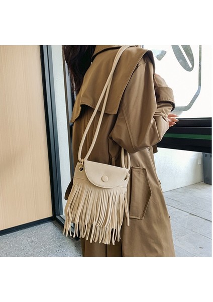 Kadın Crossbody Çanta Püsküller Küçük Sling Çanta Bayan Deri Omuz Çantası Satchel (Yurt Dışından) fiyatları