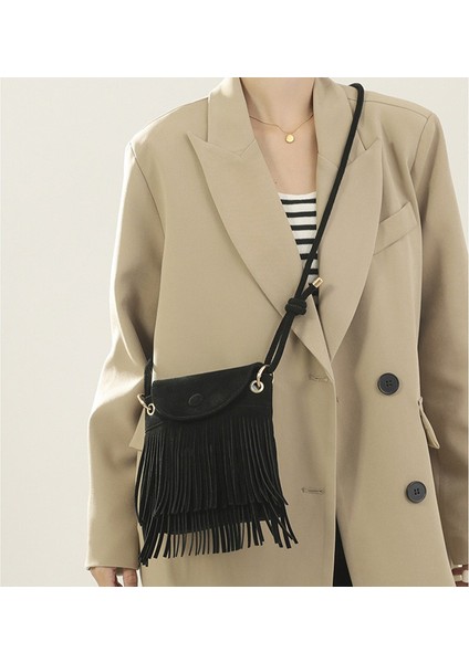 Kadın Crossbody Çanta Püsküller Küçük Sling Çanta Bayan Deri Omuz Çantası Satchel (Yurt Dışından) modelleri