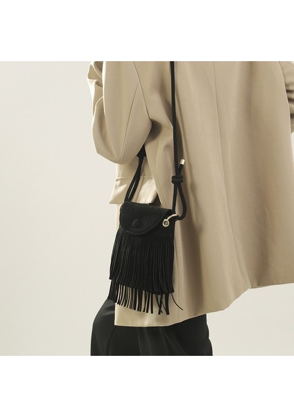 Kadın Crossbody Çanta Püsküller Küçük Sling Çanta Bayan Deri Omuz Çantası Satchel (Yurt Dışından) fırsatları