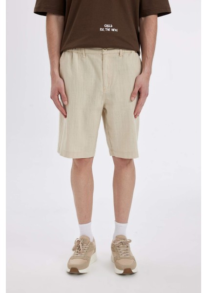Regular Fit Yazlık Keten Bermuda Şort C8198AX24SM