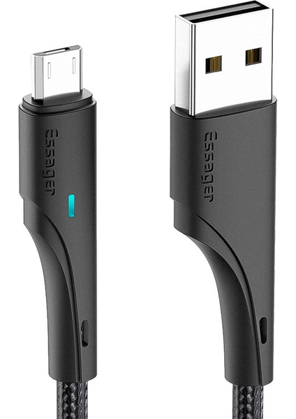 1m Usb'den Mikro Usb'ye Hızlı Şarj Kablosu 480MBPS LED Işık Göstergeli Iletim Kablosu (Yurt Dışından)