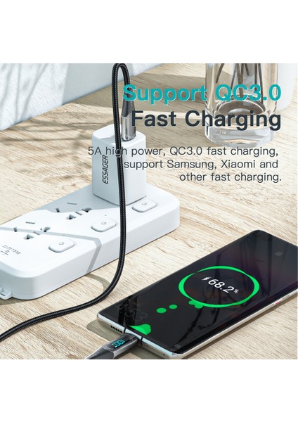 MacBook 100W 5A İçin 1m Veri Kablosu Örgülü Tasarım LED Dijital Ekranlı Qc 3.0 Şarj Kablosunu (Yurt Dışından) indirimleri