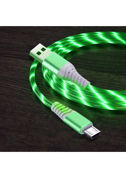 2m Parlayan 3A Hızlı Şarj Kablosu Yüksek Hızlı Akan Streamer Işık LED Veri Aktarımı Mikro USB Kablosu (Yurt Dışından)