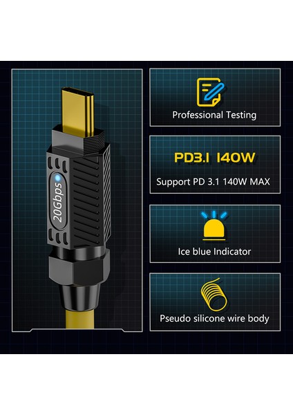 0.2m 140W Hızlı Şarj 20GBPS 8k 60Hz Usb3.2 Tip C Dişi Erkek Veri Kablosu (Yurt Dışından) indirimleri