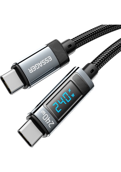 240W Dijital Ekran Hızlı Şarj Veri Kablosu 1m Type C'den Type C'ye Şarj Kablosu (Yurt Dışından)