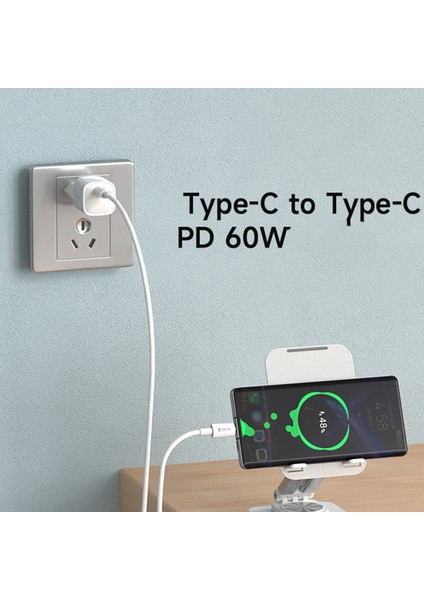 Devıa Smart Serisi 2m Type C'den Type C'ye Pd 60W Hızlı Şarj Veri Kablosu 480MBPS (Yurt Dışından)