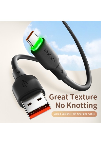 1 2 M Usb A'dan Type C'ye Şarj Kablosu 6A Silikon Veri Aktarım Kablosu (Yurt Dışından)