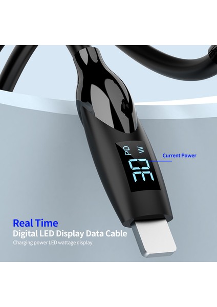 2m Type C Lightning Pd 30W Hızlı Şarj Kablosu LED Ekranlı Silikon Şarjlı Veri Kablosu (Yurt Dışından) modelleri