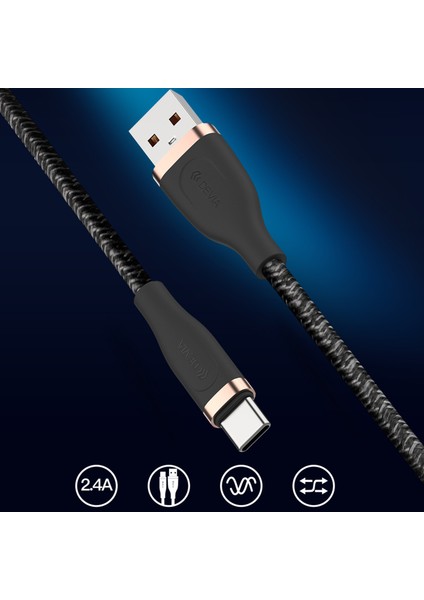 Devıa Star Serisi EC311 1 5m Usb A Type C Veri Kablosu 2 4A Hızlı Şarj Kablosu (Yurt Dışından)