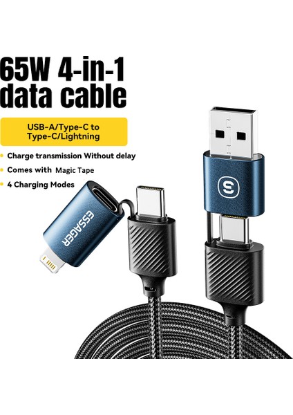 Starlink 0,3 M 65 W Şarj Kablosu Usb-A / Type-C - Type-C / 6 Pin 4'ü 1 Arada Veri Kablosu - Mavi (Yurt Dışından) fiyatları