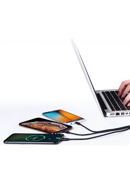 Devıa Gracious Serisi 1 2 M 3'ü 1 Arada Kablo Usb A Ip+Mikro+Tip C 3A Telefon Şarj Kablosu (Yurt Dışından)