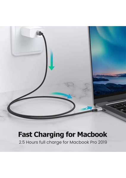 1 M Tip C Kablo Erkek Erkek Kablo Thunderbolt 3.0 Hızlı Veri Iletimi 10 Gbps'ye Kadar Güç Şarj Hattı USB C Cihazları İçin Uyumlu (Yurt Dışından)