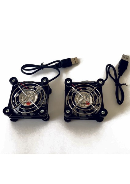 5 V USB 2 Adet Sehpa Ayaklı Fan Harici Laptop, Modem ve Tv Soğutucu 60X60X10 (6,5x6,5x4,25 Cm)