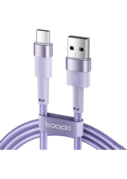 2m 3A Hızlı Şarjlı Usb'den Type-C'ye Veri Kablosu Örgülü Tel - Mor (Yurt Dışından)