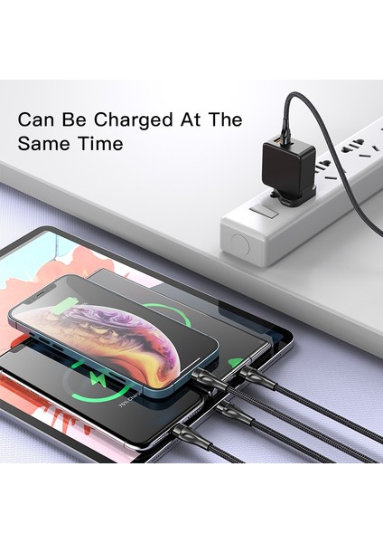 4'ü 1 Arada Usb'den Type C*2+Lightning*2 Şarj Kablosu Naylon Örgülü Cep Telefonu Kablosu (Yurt Dışından)