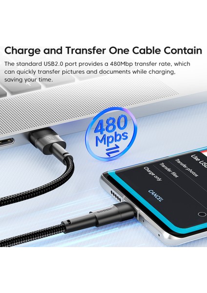 1m Usb'den Type C'ye 3A Hızlı Şarj Veri Kablosu Örgülü Tel (Yurt Dışından)