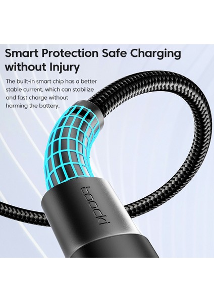 1m Usb'den Type C'ye 3A Hızlı Şarj Veri Kablosu Örgülü Tel (Yurt Dışından)