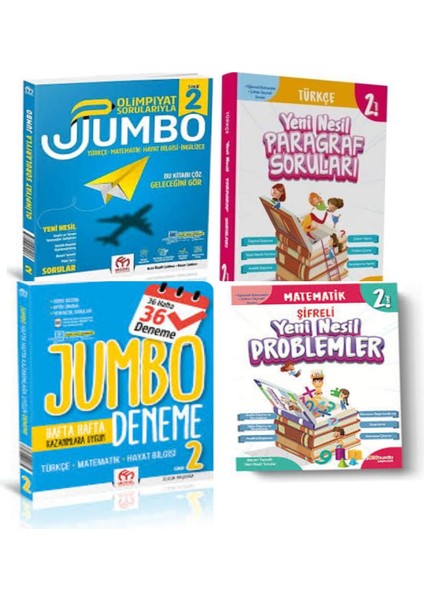 2. Sınıf Olimpiyat Sorularıyla Jumbo Soru Bankası ve Tüm Dersler Deneme Yeni Nesil Paragraf ve Problemler Kitabı