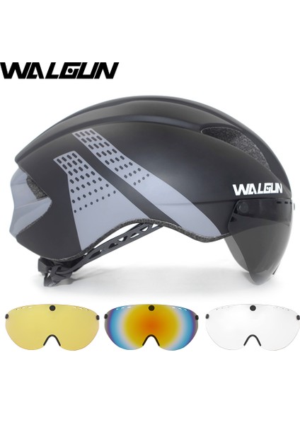 Renk 7 Stili E 54-58CM Walgun Aero Bisiklet Kaskı Yol Bisiklet Kaskları Lens Gözlük Şemsiye Zaman Deneme Tt Triatlon Bisiklet Kaskı Erkek Kadın Güvenlik Kaskı (Yurt Dışından)