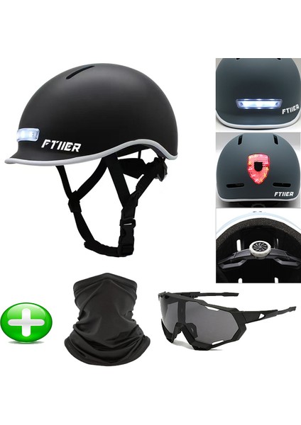 Siyah Stil 58-62 Bisiklet Bisiklet Kaskı Aydınlatmalı Uyarı Işığı Kaskı Motorlu Bisiklet Bisiklet Mtb Yol Elektrikli Scooter Denge Arabası Casco Güvenlik Kapağı (Yurt Dışından)