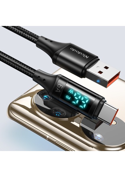 iPhone 15 Serisi için 1,2m Dijital Ekran 6A Tip-C Şarj Veri Kablosu Kablosu-Siyah (Yurt Dışından) indirimleri