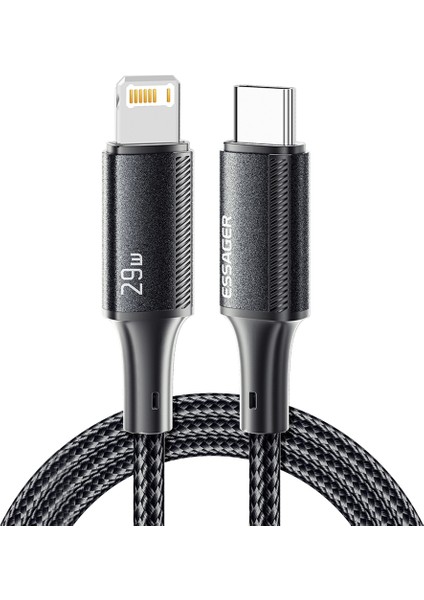 0,25M C-L Type-C-Lightning Pd 29W Hızlı Şarj Kablosu Veri Kablosu-Siyah (Yurt Dışından)