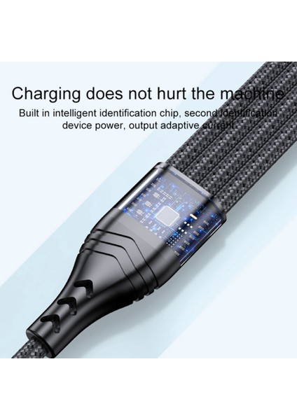 1,2 M 4'ü 1 Arada 66 W Usb'den 8pin+Mikro Usb+Çift Tip-C Çok Çıkışlı Hızlı Şarj Şarj Kablosu-Siyah (Yurt Dışından)