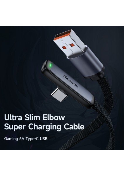 iPhone 15 Serisi için Mdd 1,8m Örgülü Veri Kablosu Tip-C 6A 100W Dirsek Açılı Şarj Kablosu-Siyah (Yurt Dışından)